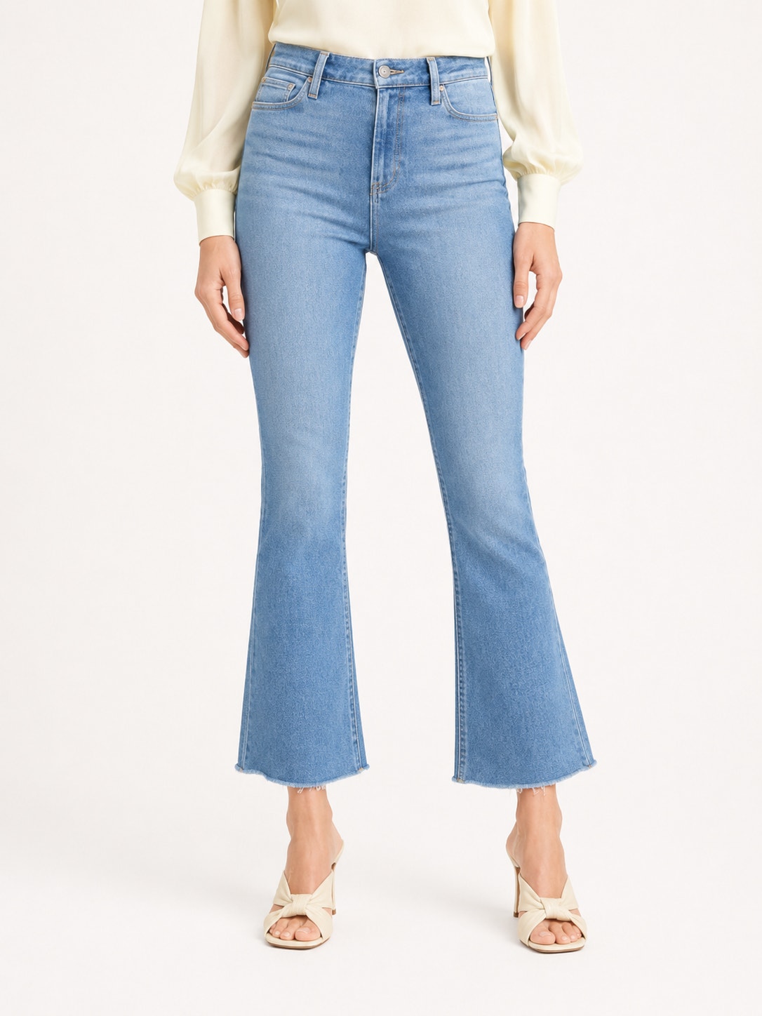 Paige Claudine Darling With Siesta Frayed Hem Denim Flared Jeans Blue 31
